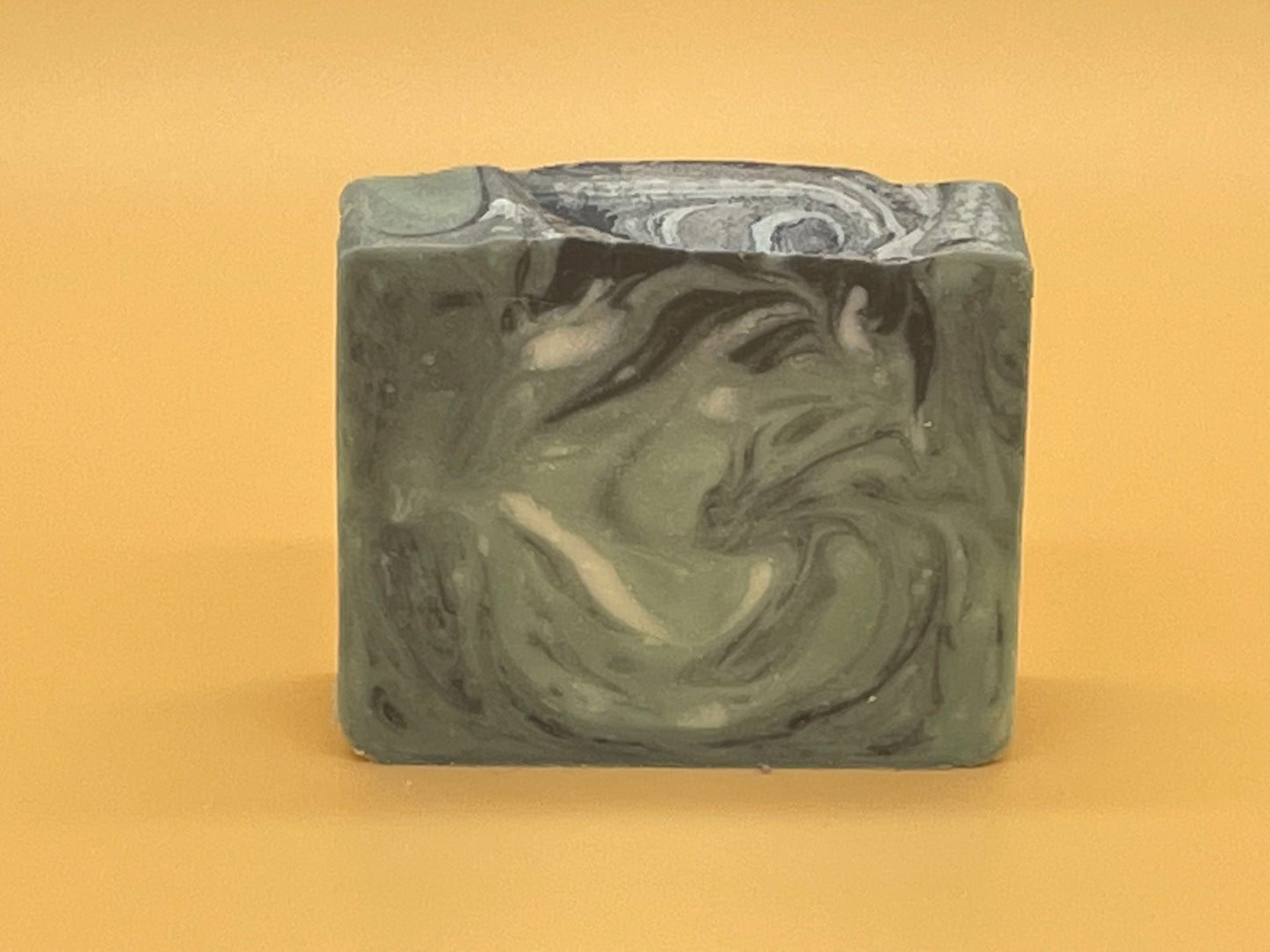 Balsam Fir Bar Soap by Talley’s Soap Co. — handmade tallow soap with green and black swirls, scented with balsam and fir fragrance.