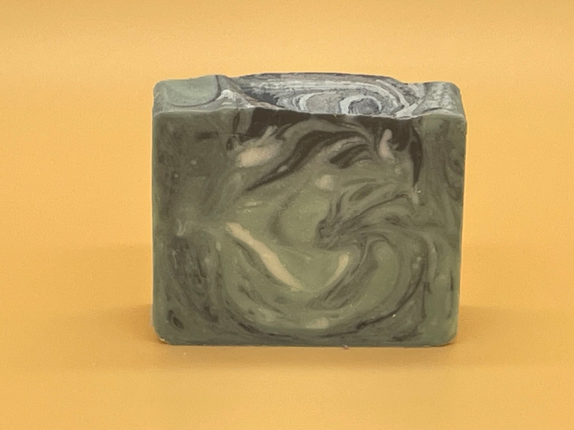 Balsam Fir Bar Soap by Talley’s Soap Co. — handmade tallow soap with green and black swirls, scented with balsam and fir fragrance.