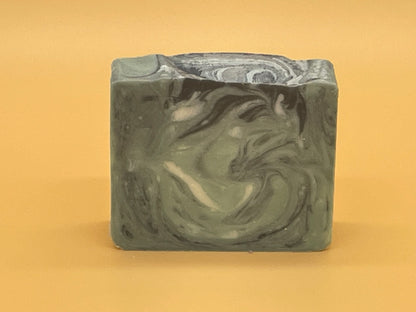 Balsam Fir Bar Soap by Talley’s Soap Co. — handmade tallow soap with green and black swirls, scented with balsam and fir fragrance.