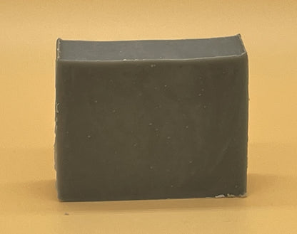 Close-up of Sandalwood Bergamot Bar Soap — smooth gray finish, handmade tallow soap by Talley’s Soap Co