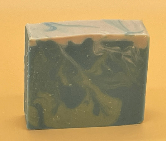 The Seafarer Bar Soap handmade tallow soap with blue and cream swirls by Talley’s Soap Co.